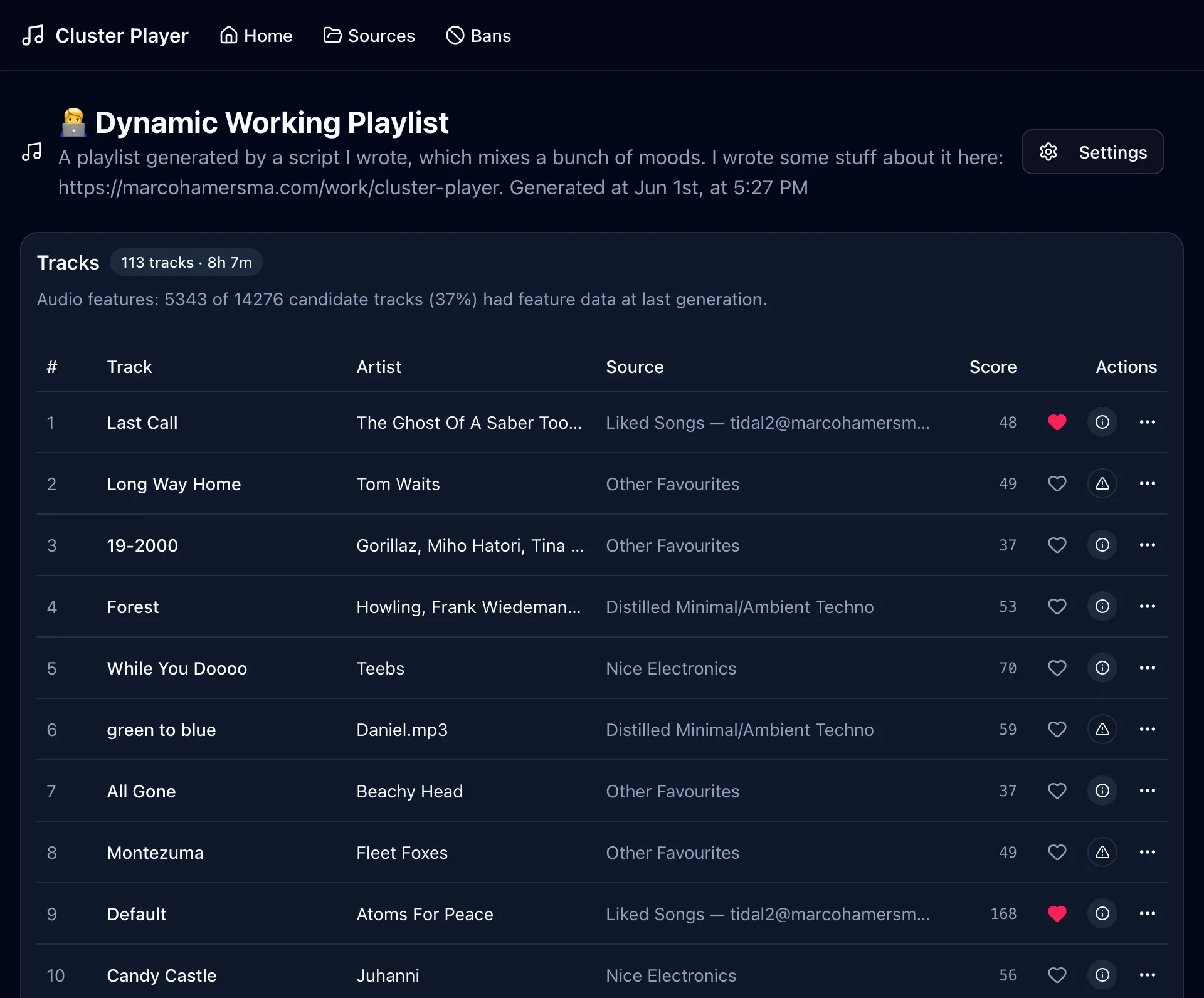 The basic UI for cluster player at the time of writing this article