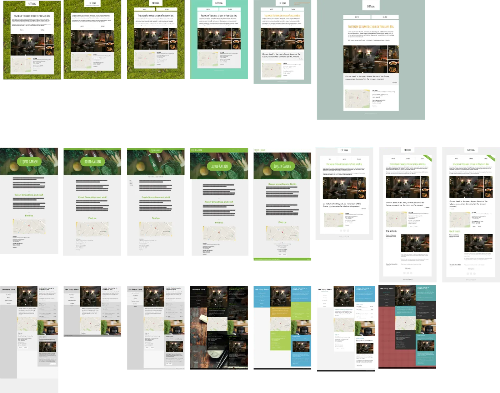 A couple of design sketches for determining possible templates, and finding parameters for customisability.