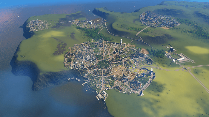 An aerial view of my main city, and the surrounding cities